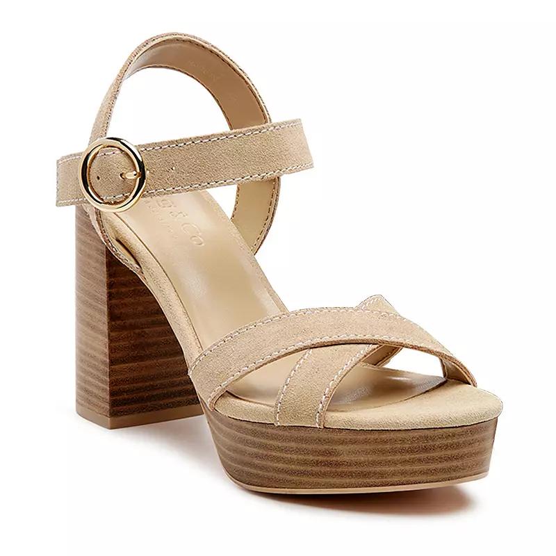 Rag & Co Chouette Women's Suede Block Heel Sandals, Size: 9, Beige Product Image