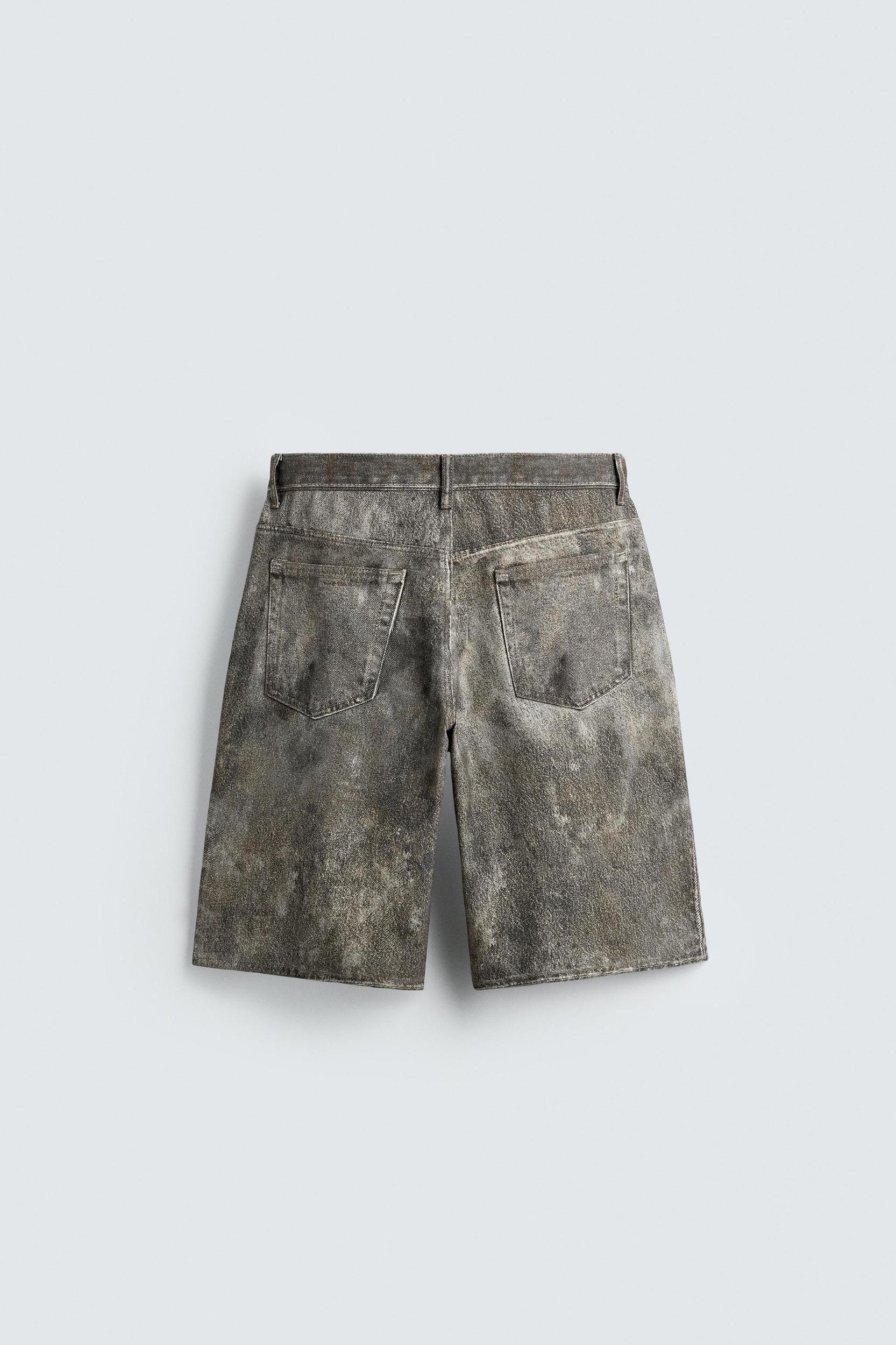 ABSTRACT PRINT BAGGY FIT DENIM SHORTS Product Image