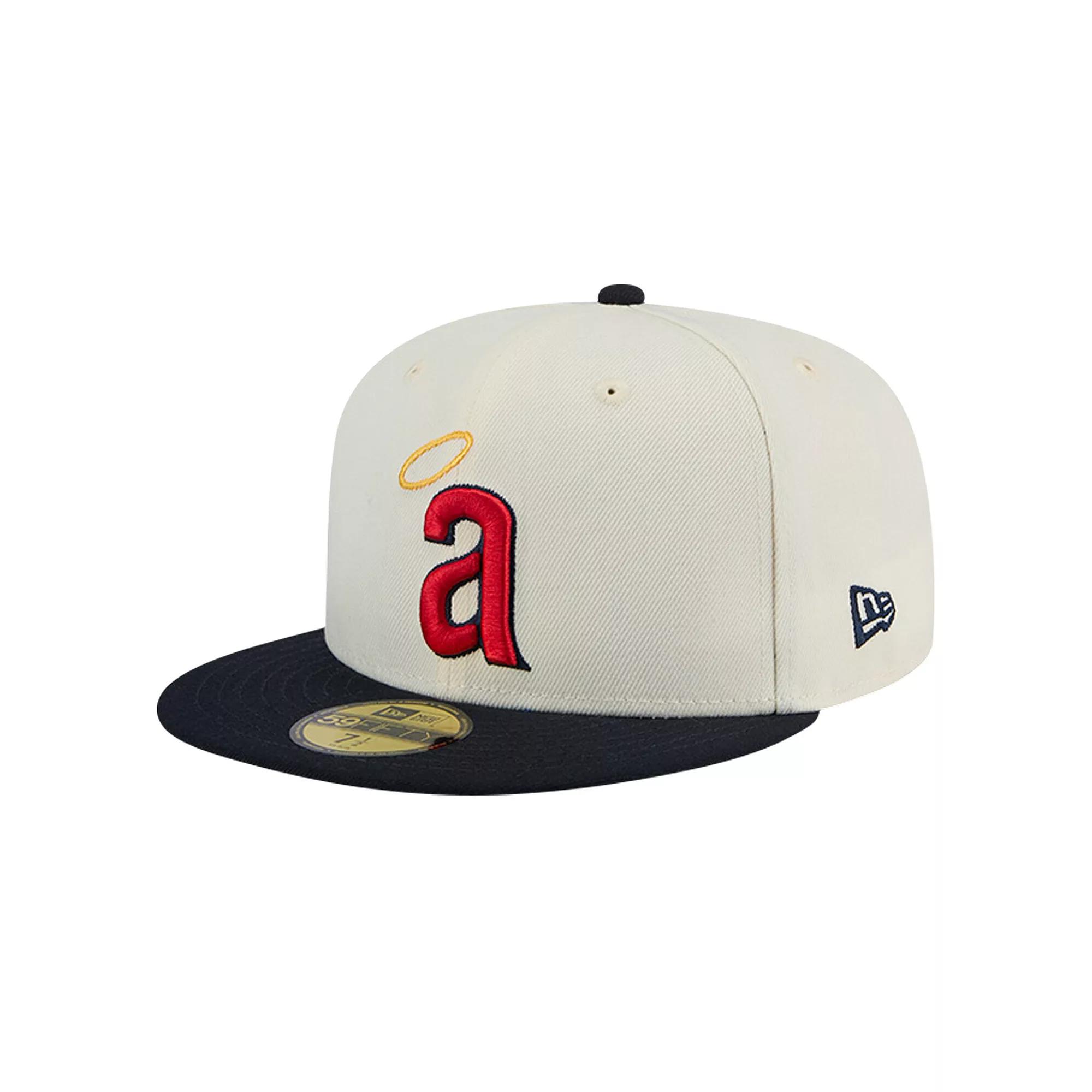 Men's New Era Cream California Angels Cooperstown Collection Chrome 59FIFTY Fitted Hat, Size: 7 7/8, Mlb Beige Product Image