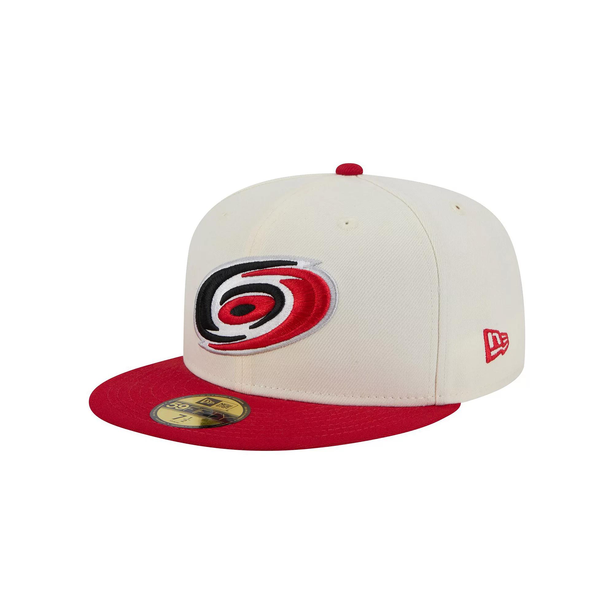 Men's New Era  White Carolina Hurricanes Chrome Two-Toned 59FIFTY Fitted Hat, Size: 7 3/8, Beige Product Image