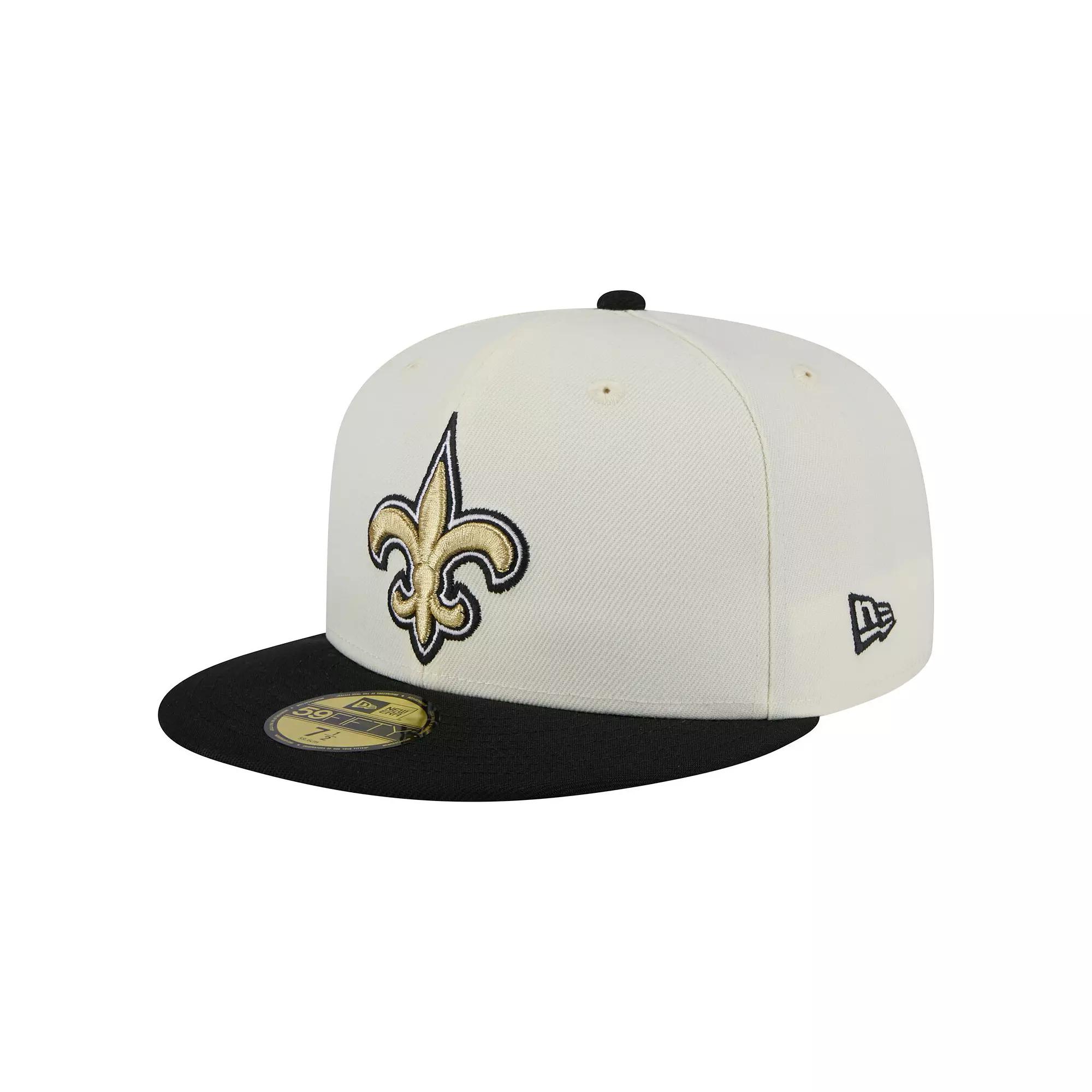 Men's New Era  White/Black New Orleans Saints  Main 59FIFTY Fitted Hat, Size: 7 1/4 Product Image