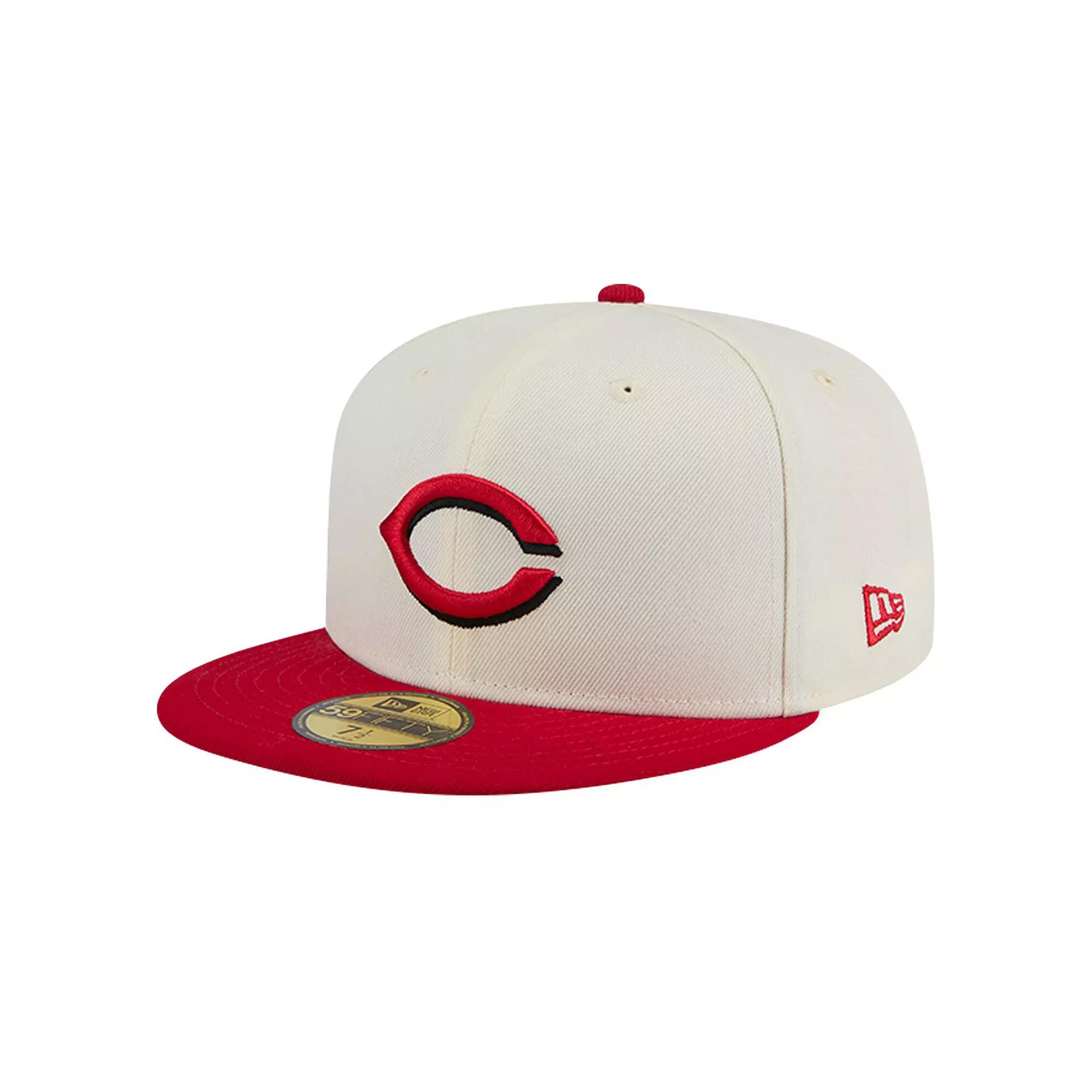 Men's New Era White Cincinnati Reds Evergreen Chrome 59FIFTY Fitted Hat, Size: 7 5/8, Red White Product Image