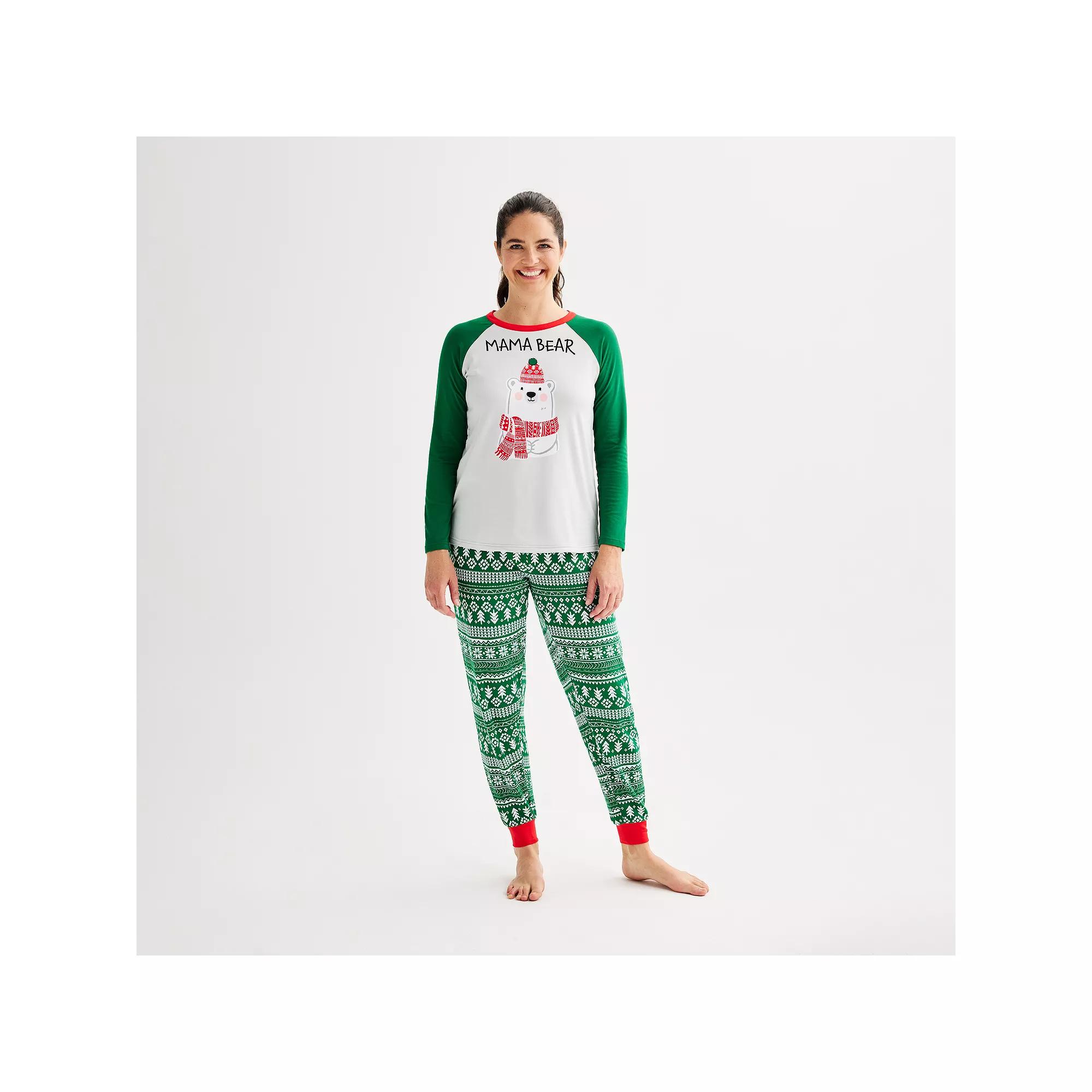 Womens Jammies For Your Families Bear Pajama Top & Jogger Pajama Bottoms Set Product Image