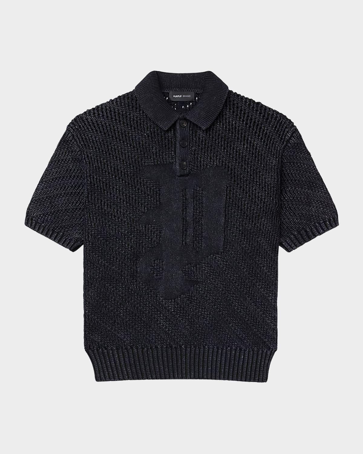 Men's Acid Wash Polo Sweater Product Image