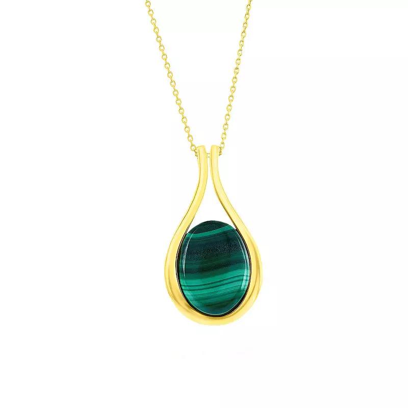 Nautica Rocks Gold Over Silver Malachite Pear Shaped Pendant Necklace, Women's,  Product Image
