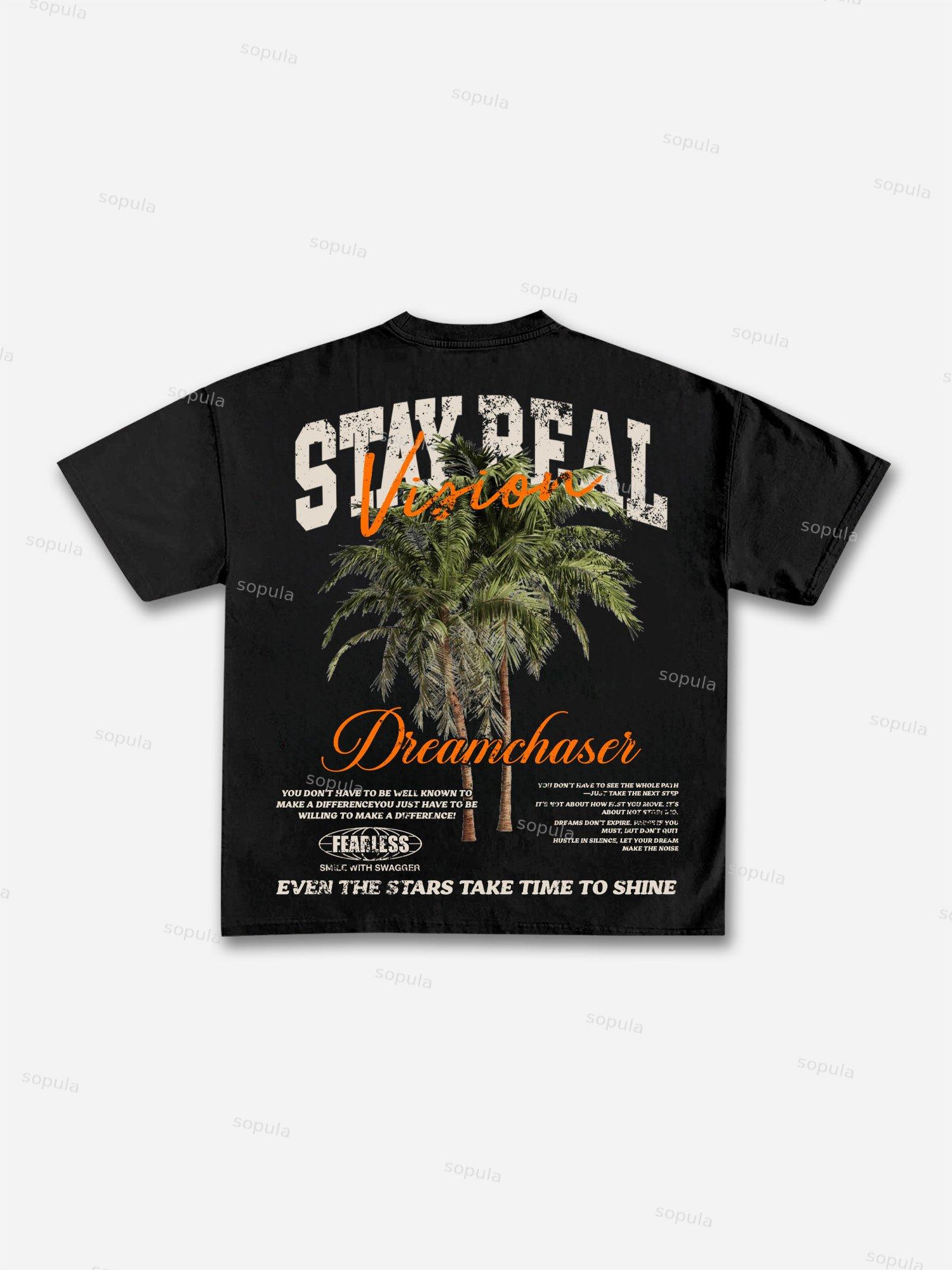 Stay Real Coconut Vacation Vintage Graphic Cotton T-shirt Product Image