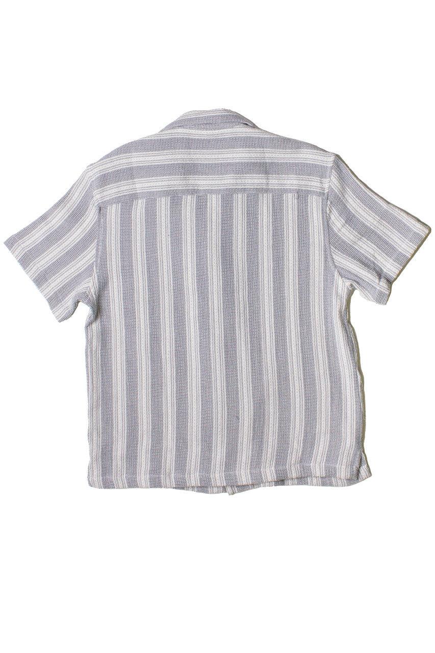 Misty Gray Striped Textured Button Up Shirt Product Image