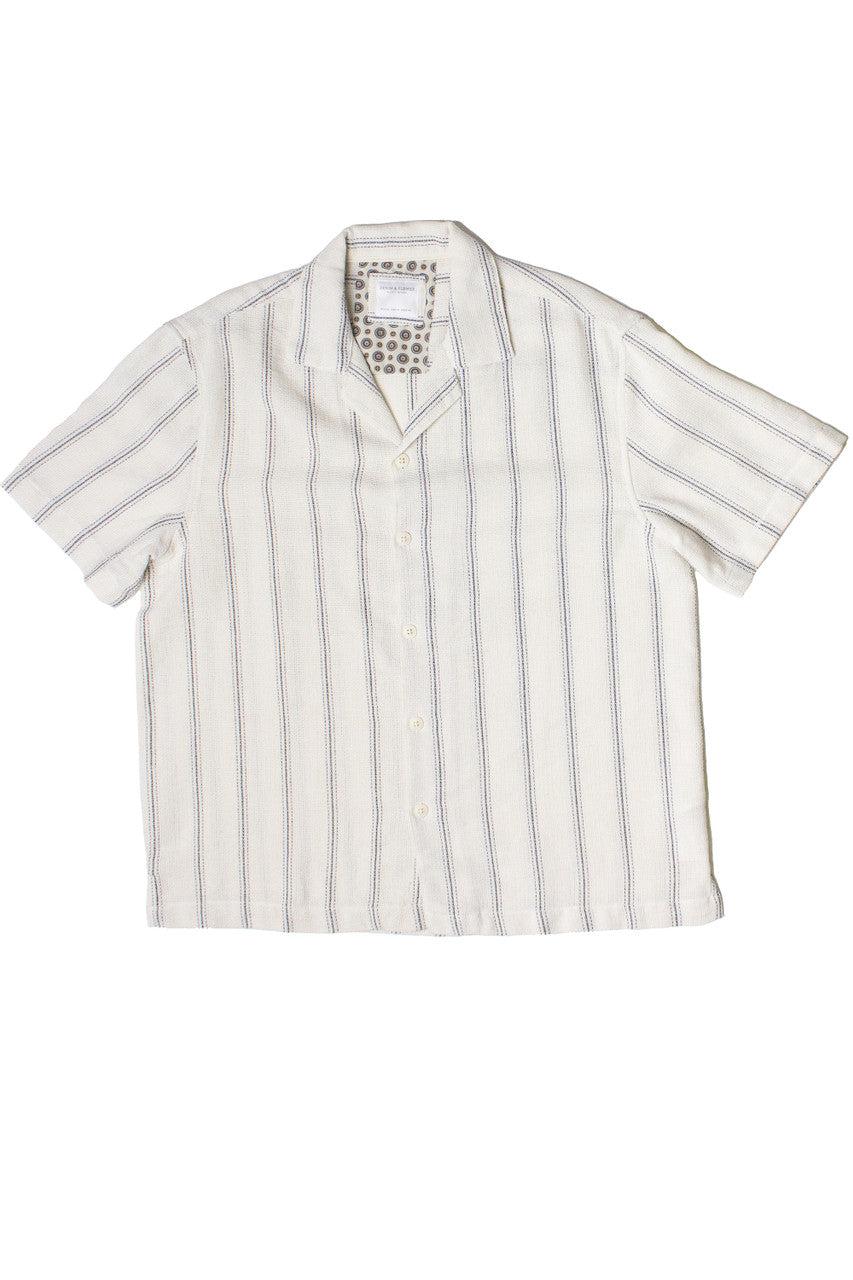 Black Striped Textured Woven Button Up Shirt Product Image