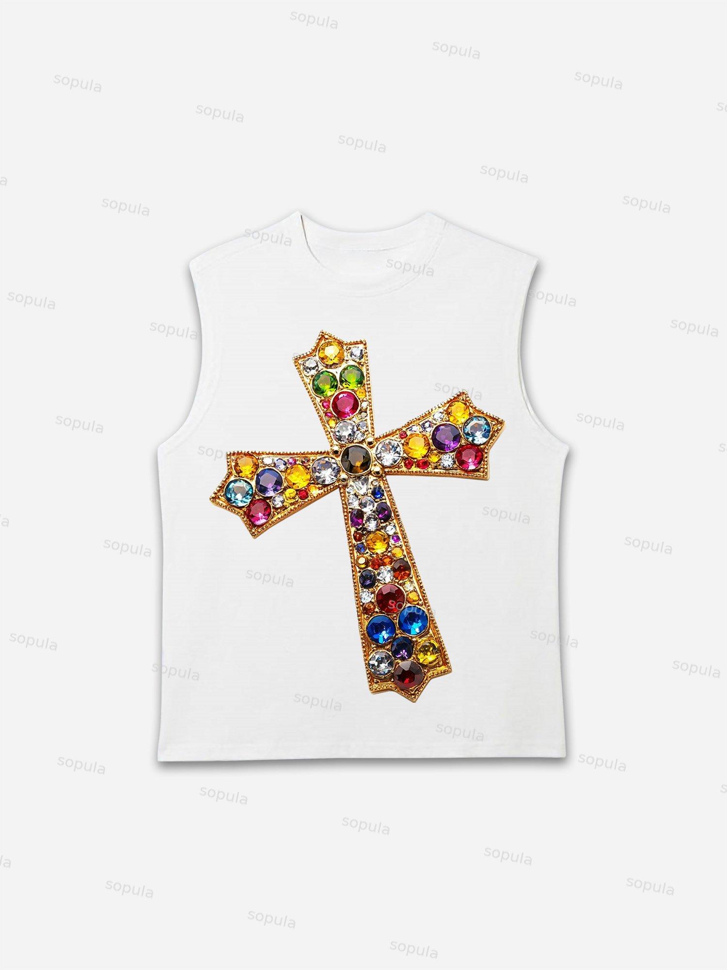 Diamond Cross Print Tank Top Product Image