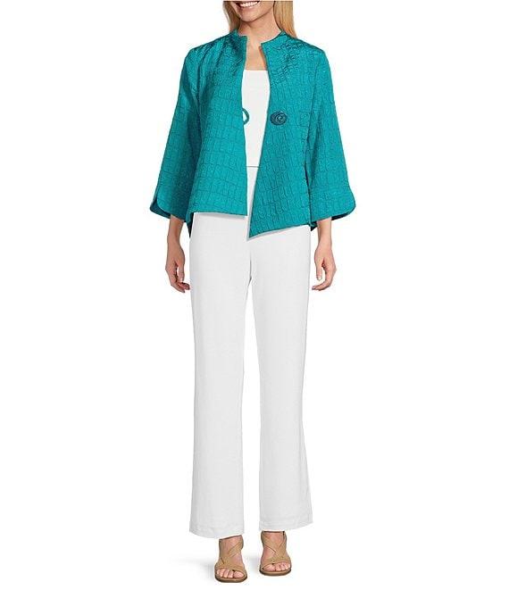 IC Collection Crinkle Woven High Neck Bracelet Sleeve Asymmetrical Jacket Product Image