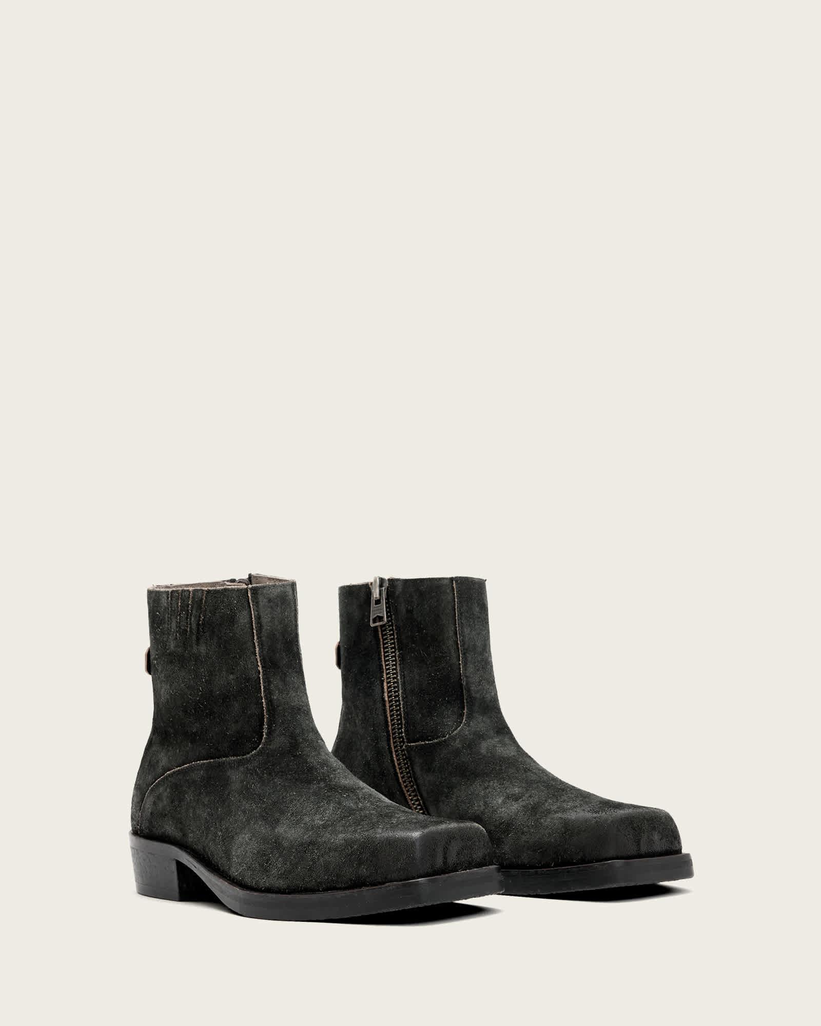 Orla Leather Boots Charcoal Grey | ALLSAINTS US Product Image