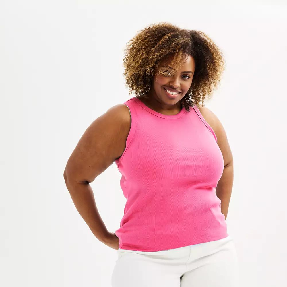 Plus Size Sonoma Goods For Life® High Neck Ribbed Layering Tank Top, Women's, Size: 0X, Pink Theme Product Image