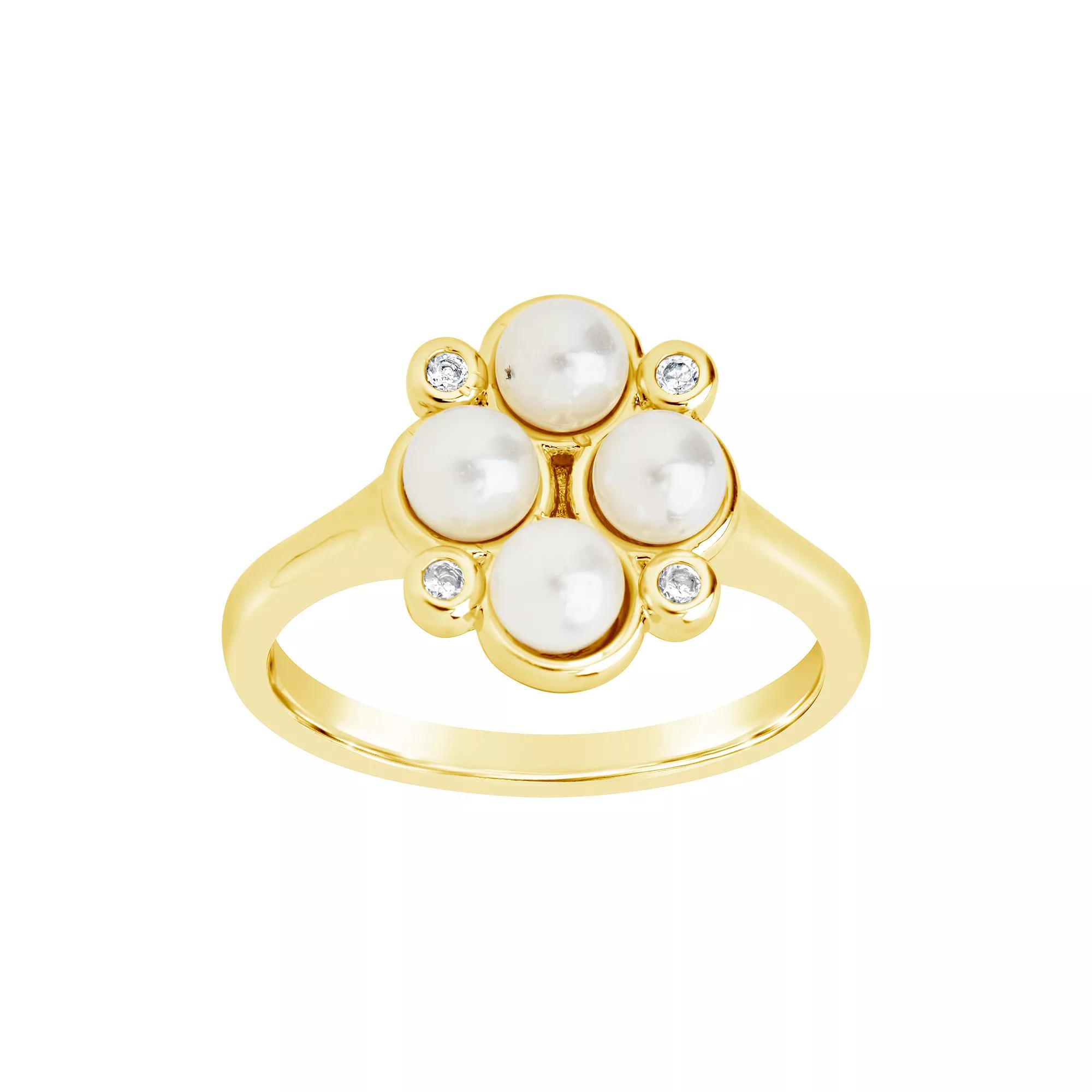 MC Collective Cosetta Simulated Pearl & Cubic Zirconia Ring, Women's, Size: 7, Silver Product Image