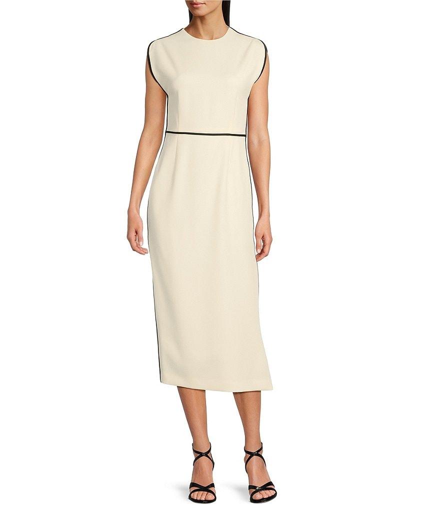 BOSS by Hugo Boss Detira Twill Round Neck Cap Sleeve Midi Dress Product Image