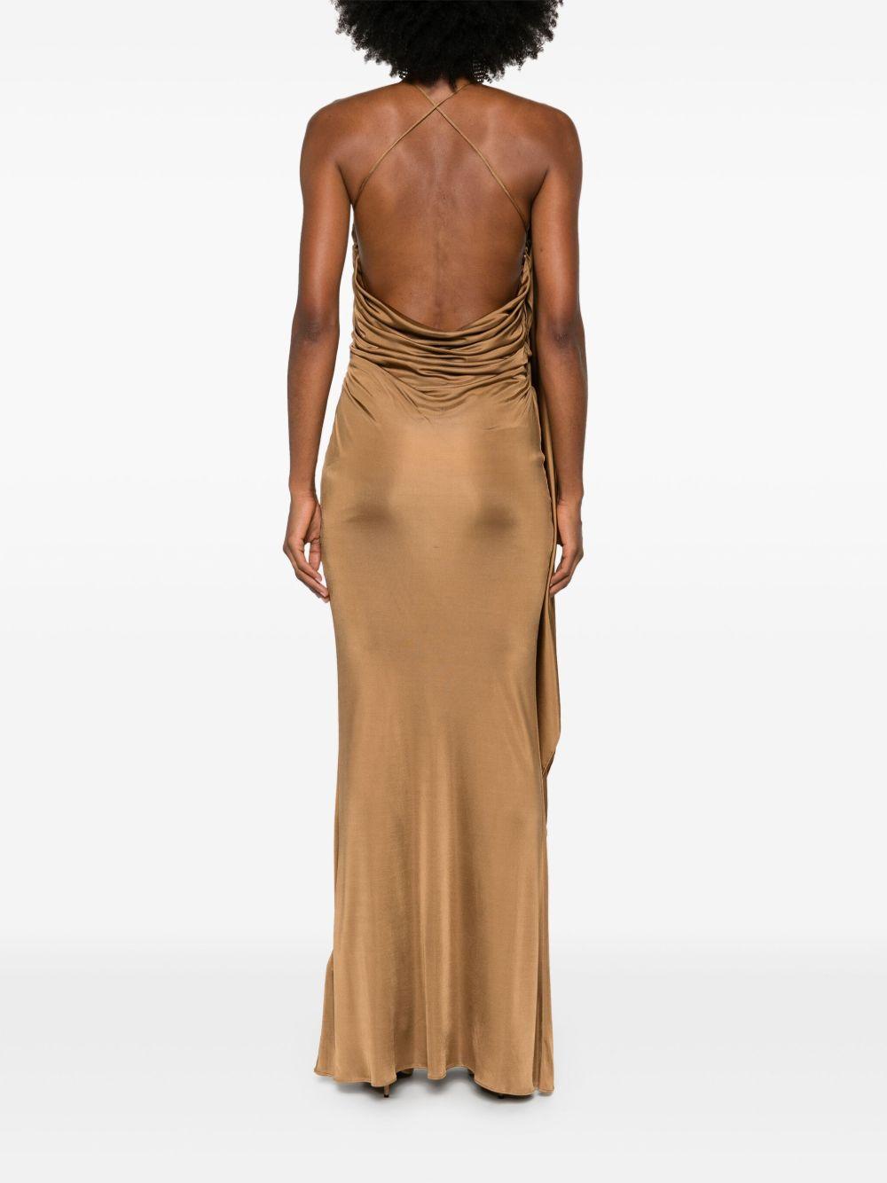 brooch-detail draped maxi dress Product Image