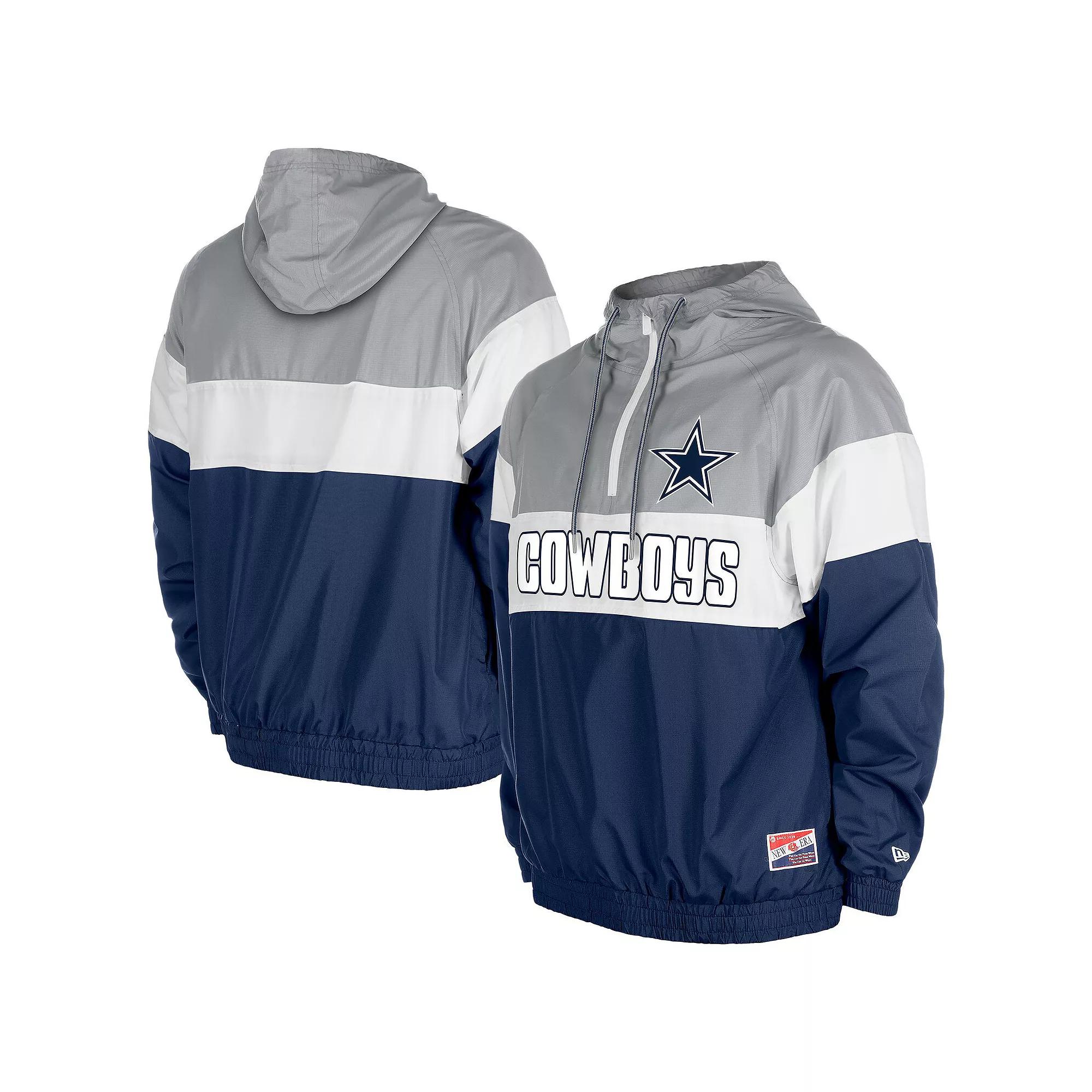Men's New Era  Navy Dallas Cowboys Pullover Quarter-Zip Hoodie Jacket, Size: 2XL, Blue Product Image