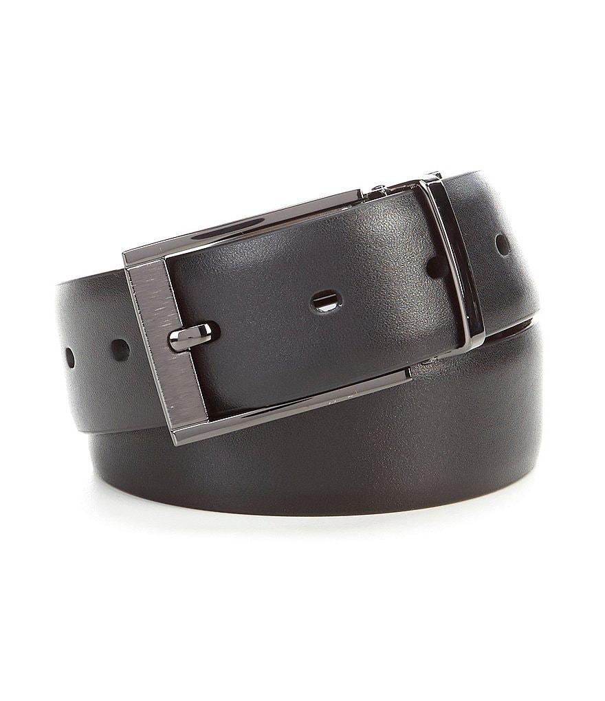 Murano Laser Head Silver Reversible Leather Belt Product Image