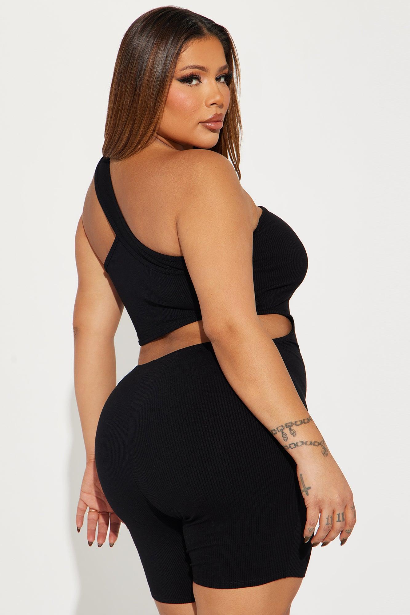 Mila Ribbed Romper - Black Product Image