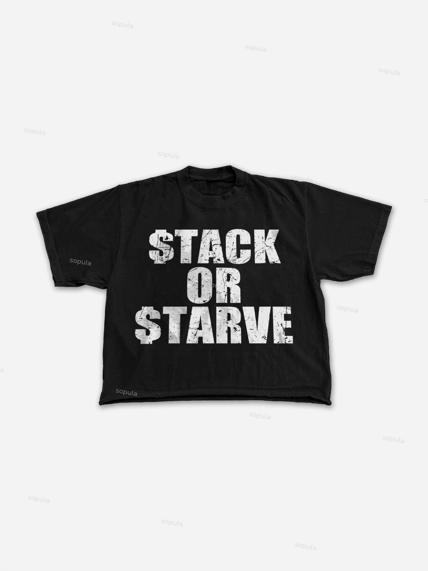 Stack or Starve Graphic Cropped T-Shirt Product Image