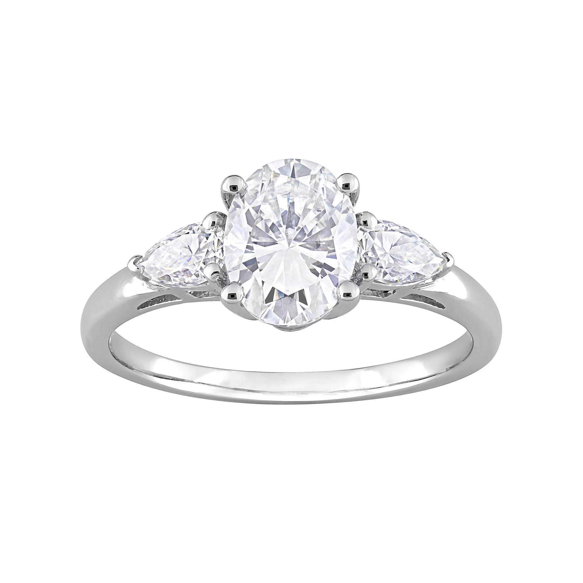 Stella Grace Sterling Silver 1 3/4 Carat T.W. Lab-Created Moissanite 3-Stone Engagement Ring, Women's, Size: 7.50 Product Image