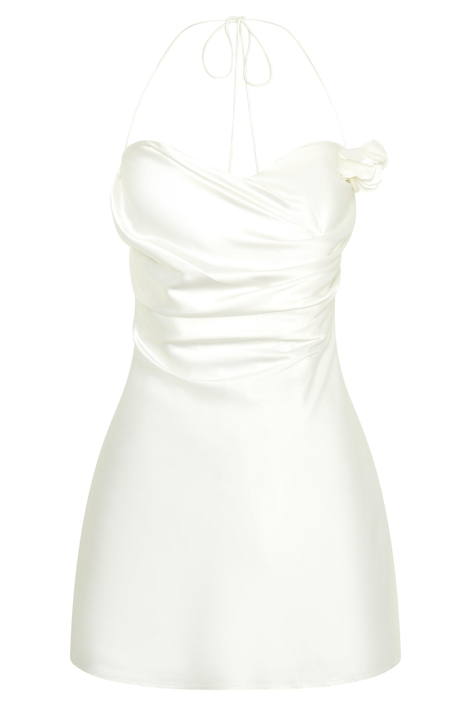 Otillie Rose Halter Mini Dress - White Product Image