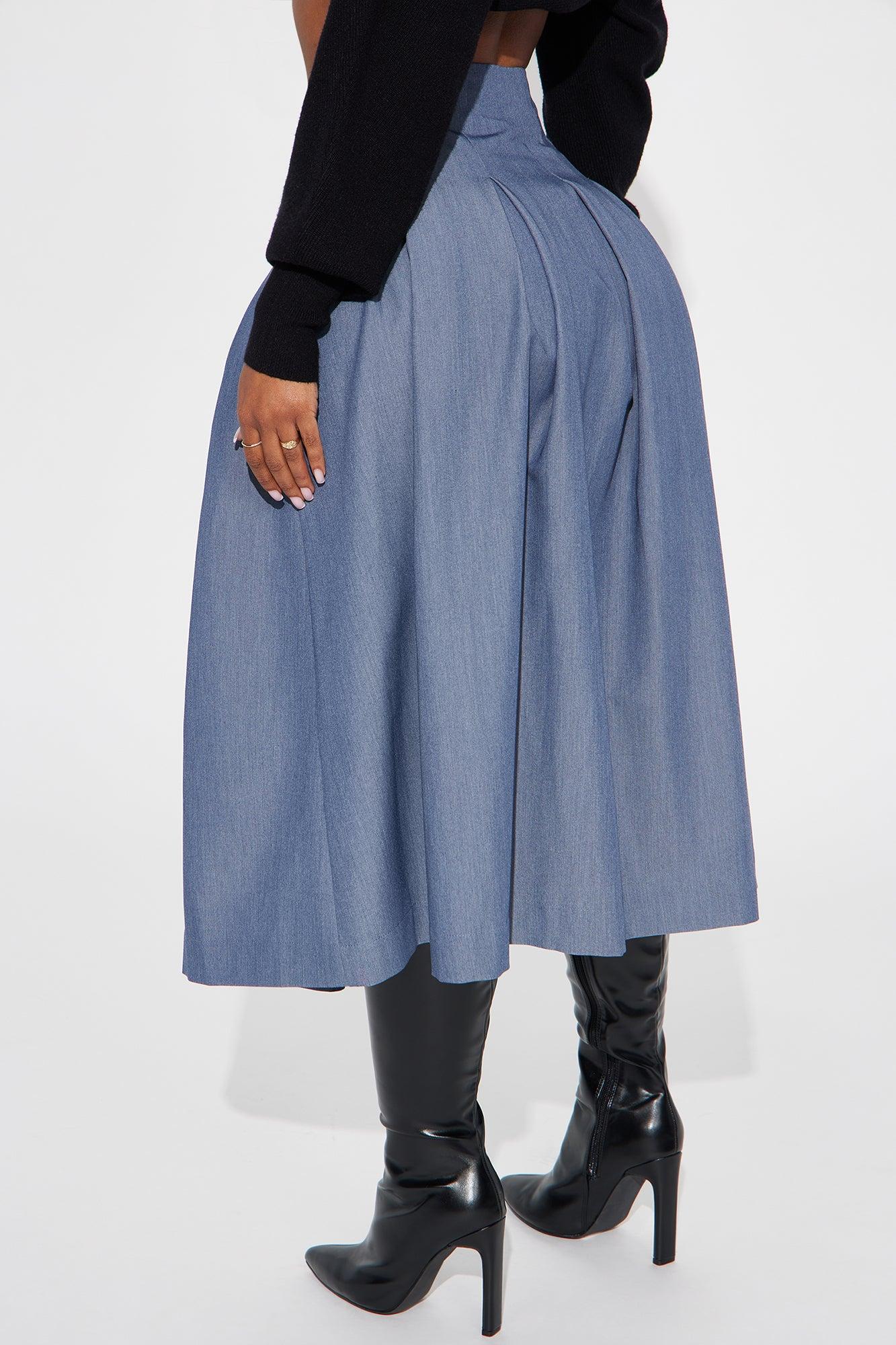 Standing On Business Pleated Midi Skirt - Charcoal Product Image