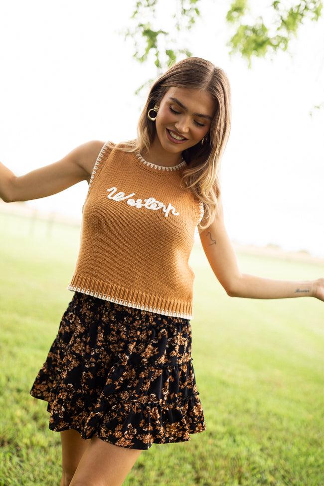 Through The Garden Tan Solid Mini Skort FINAL SALE Product Image