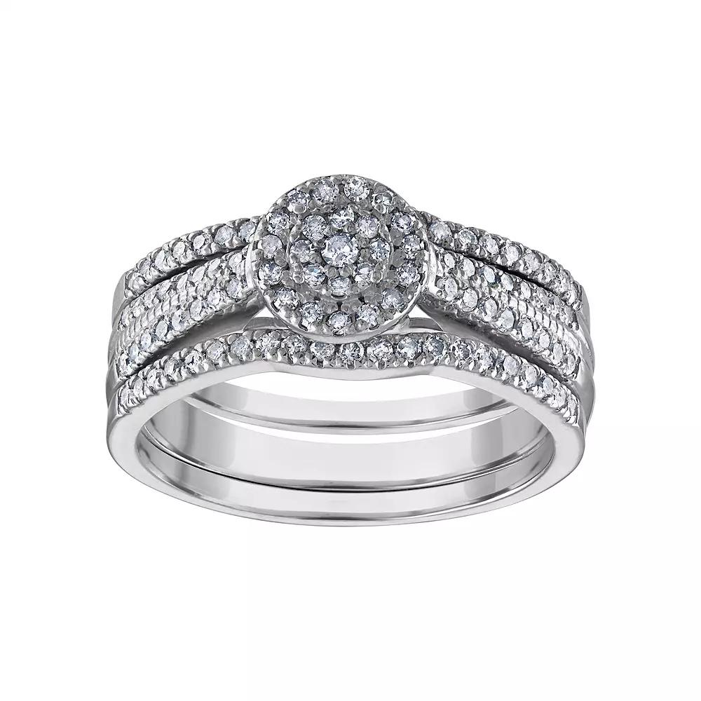 Tiara Sterling Silver Diamond Ring Set, Women's, Size: 8 Product Image