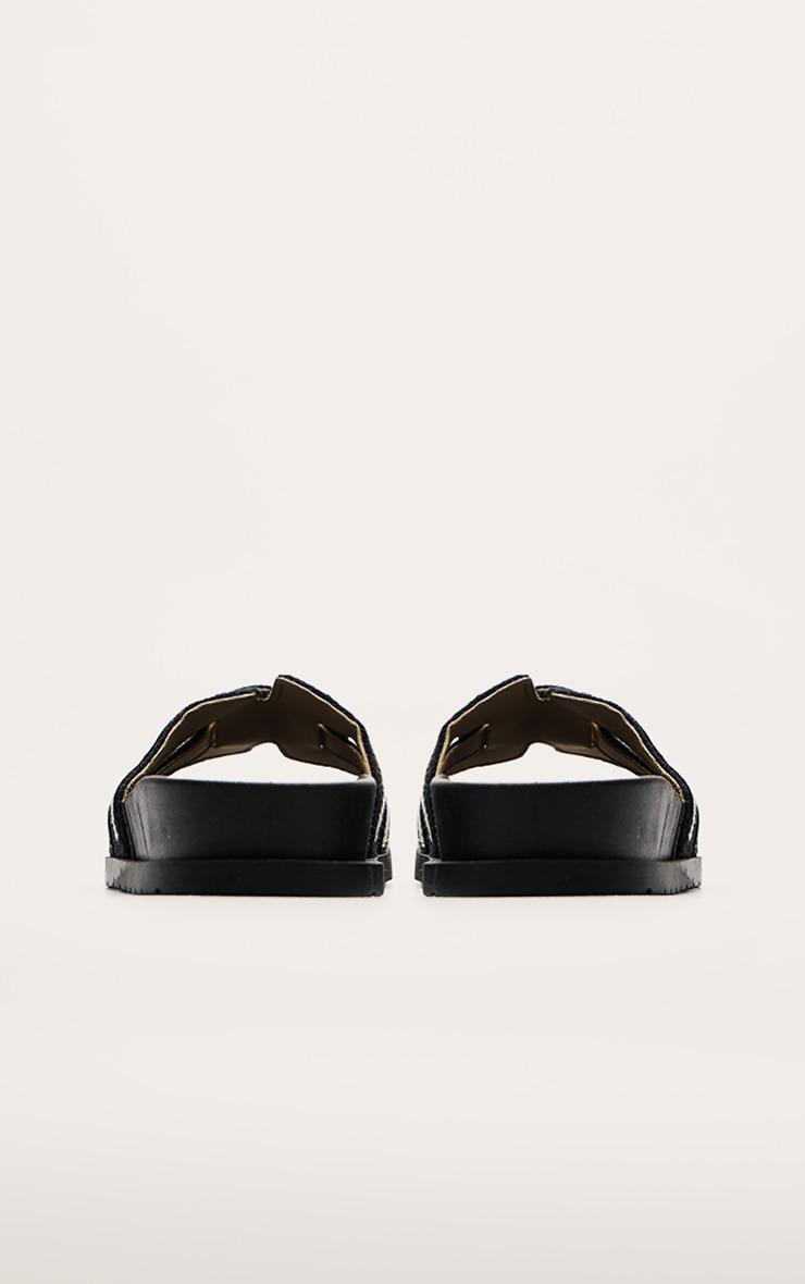 Black Contrast Raffia Weave Footbed Sandal Product Image