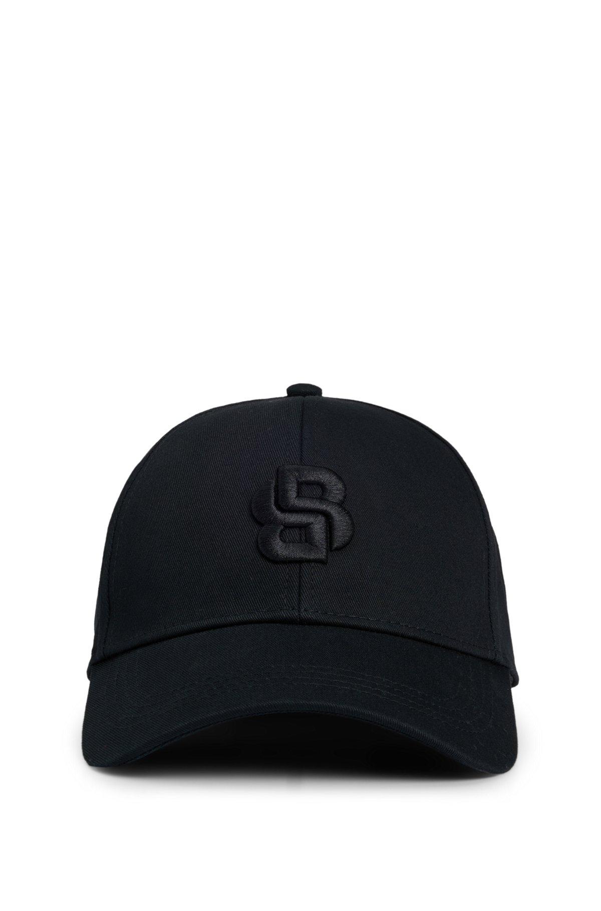 BOSS - Cotton-twill cap with embroidered Double B monogram - Black Product Image