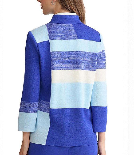 Ming Wang Colorblock Knit Mandarin Collar Bracelet Sleeve Jacket Product Image