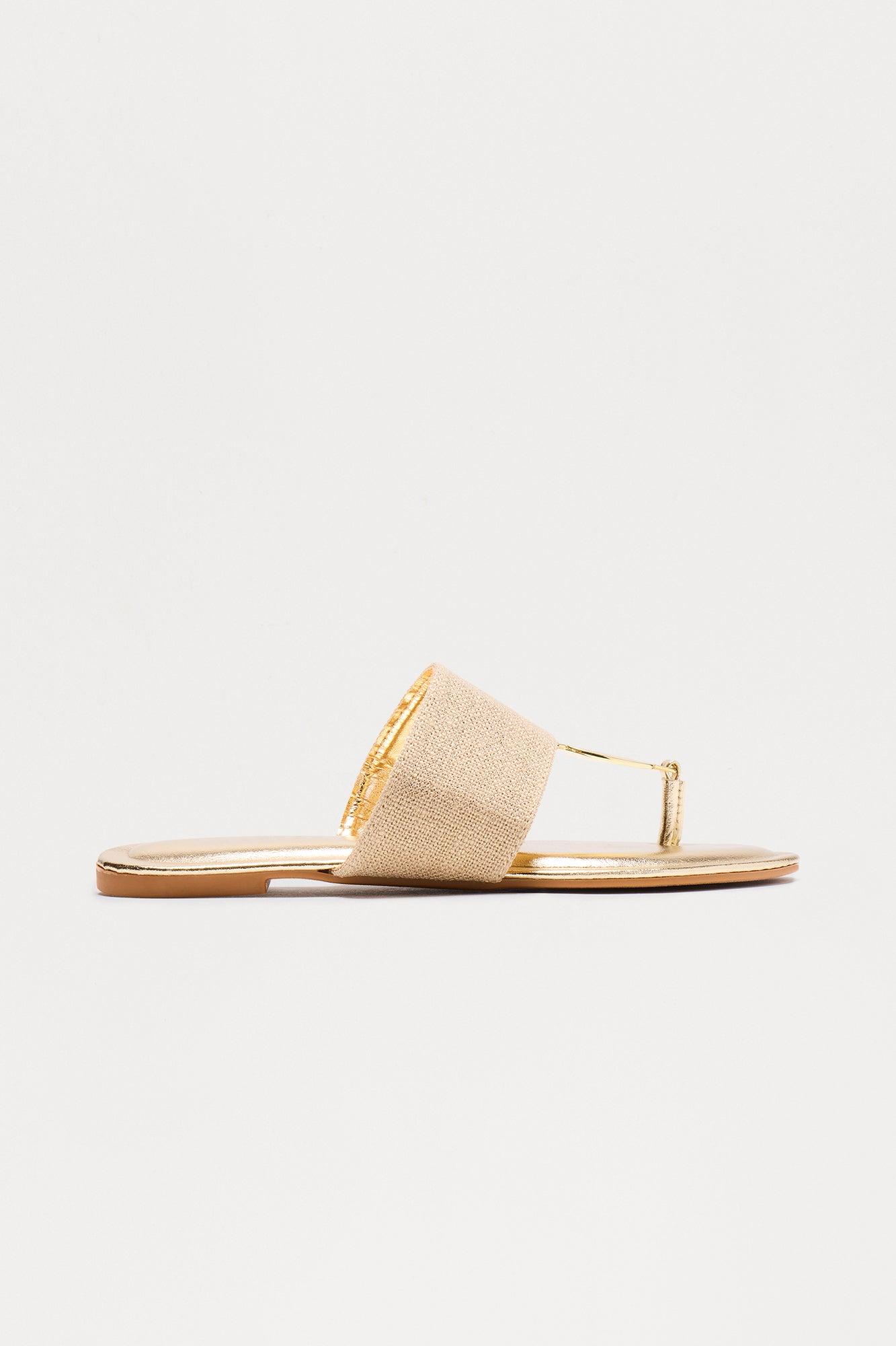 Emerald Bay Hardware Flip Flops - Gold Female Product Image