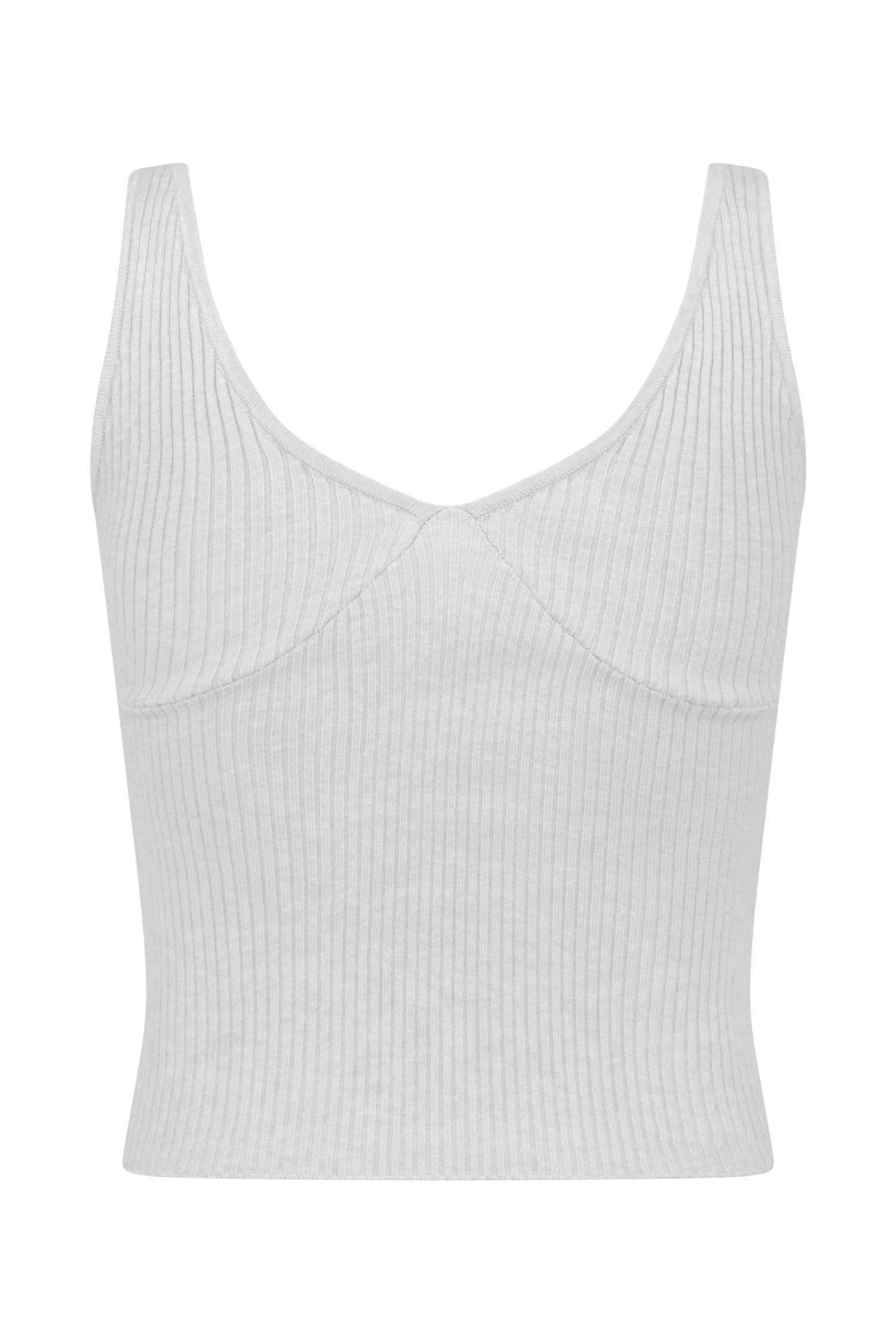 Natalya Ribbed Knit Cami Top - Heather Grey Marle Product Image