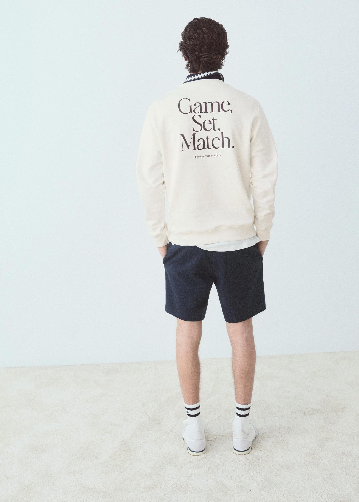 Cotton sweatshirt with printed text - Men | MANGO USA Product Image