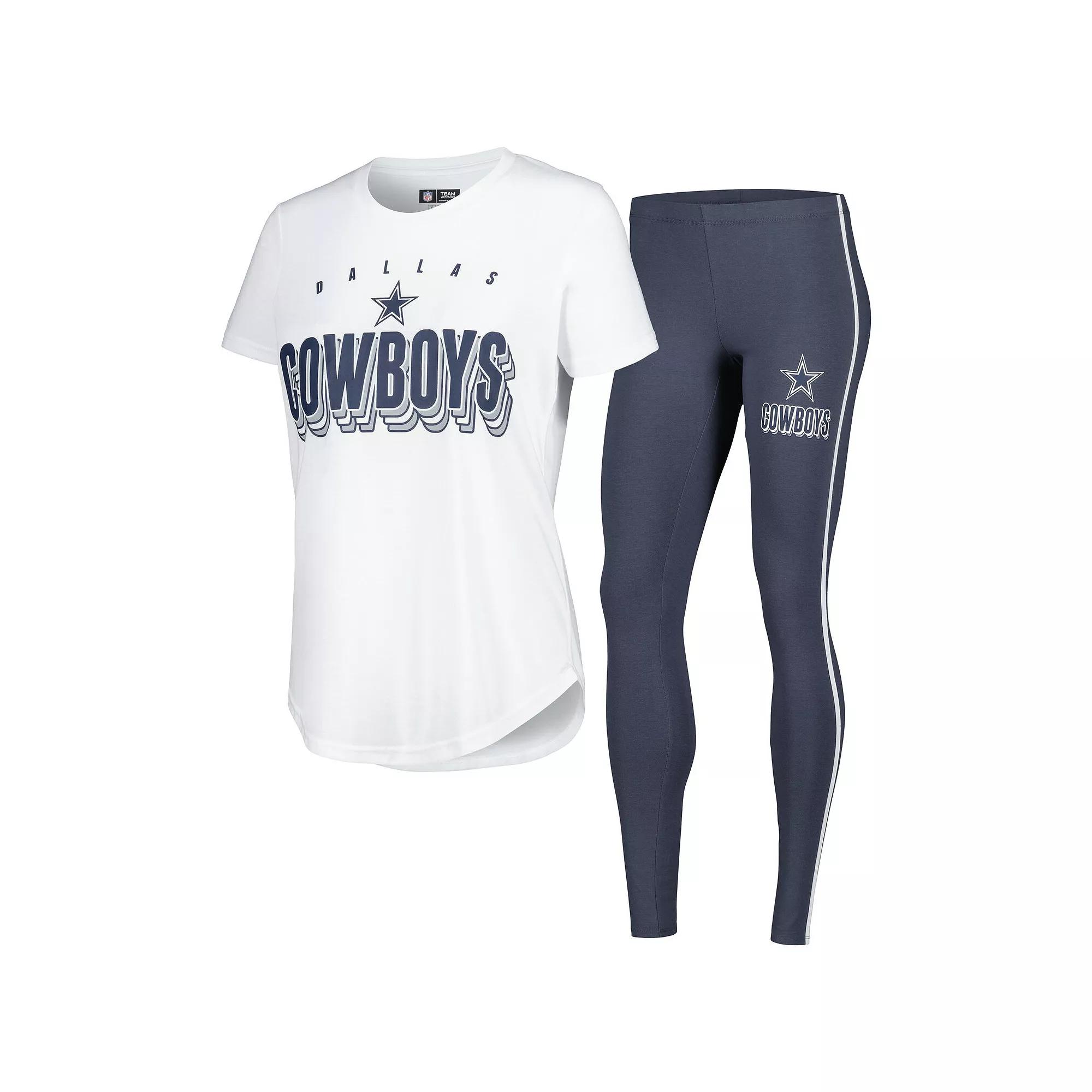 Women's Concepts Sport White/Charcoal Dallas Cowboys Sonata T-Shirt & Leggings Set,  Product Image