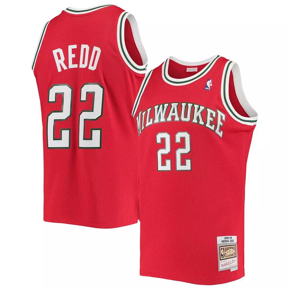 Men's Mitchell & Ness Michael Redd Red Milwaukee Bucks 2008-09 Hardwood Classics Swingman Jersey, Size: Small Product Image