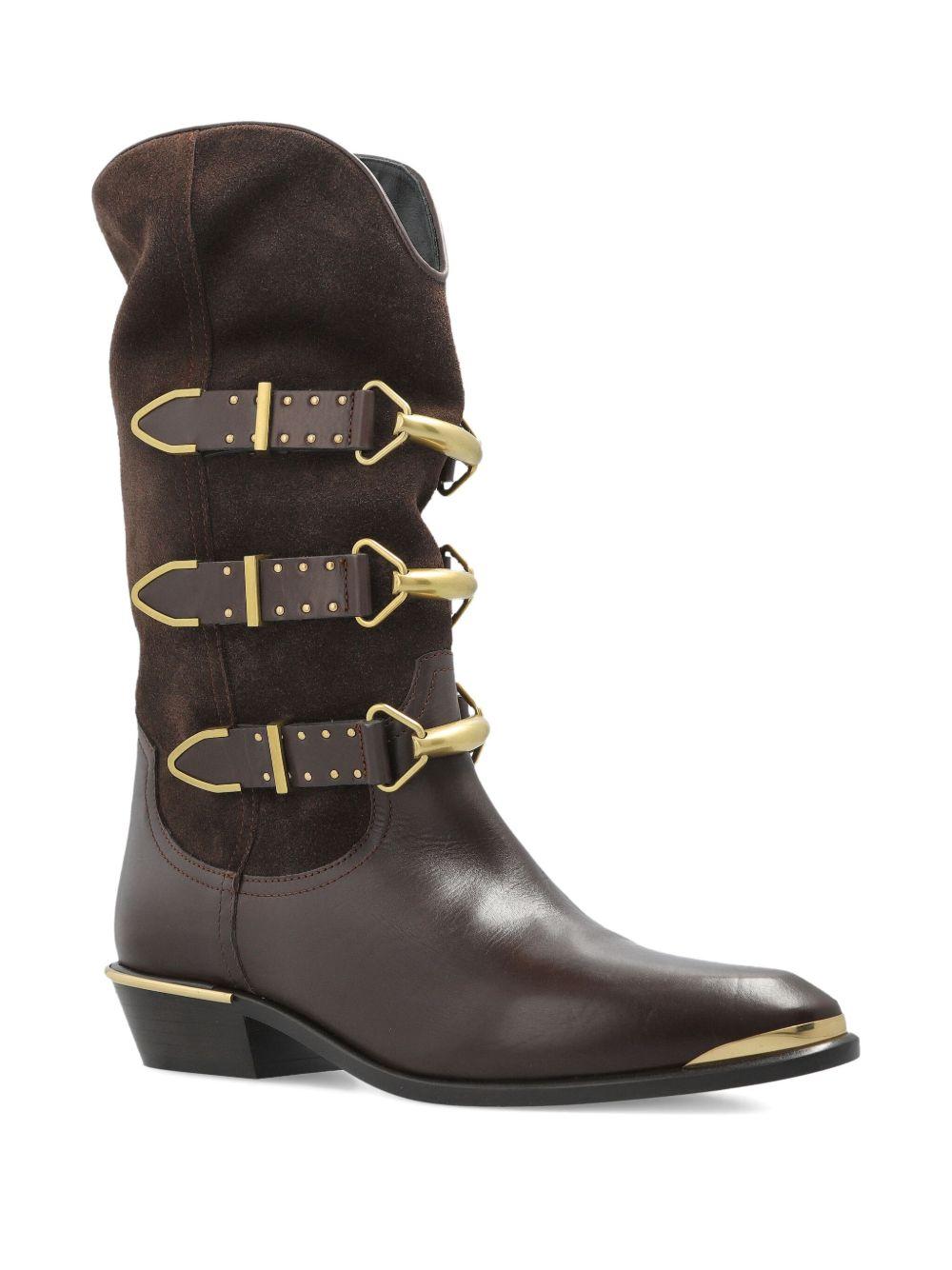 30mm buckle-detail suede leather boots Product Image