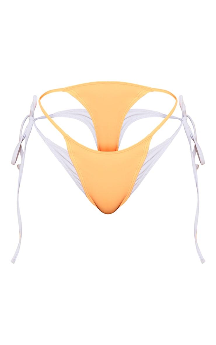 Orange Contrast Layered Tie Side Bikini Bottoms Product Image