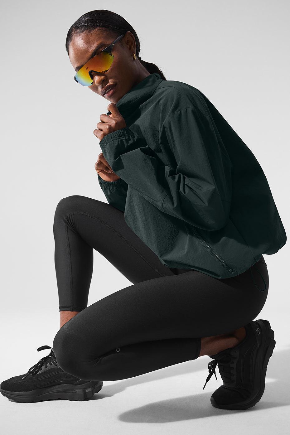Light Weight Takeaway Track Pullover - Charcoal Green Female Product Image