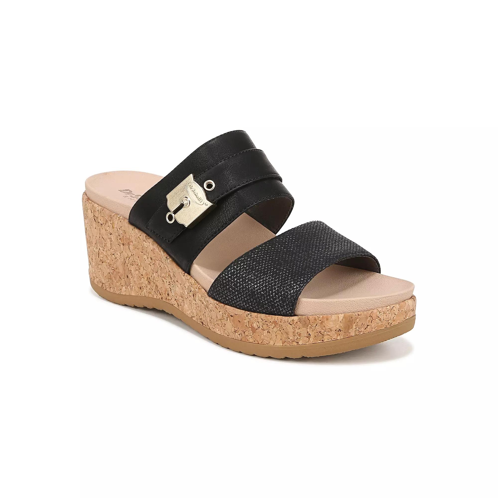 Dr. Scholl's Cali Vibe Women's Wedge Slide Sandals, Size: 9, Black Product Image