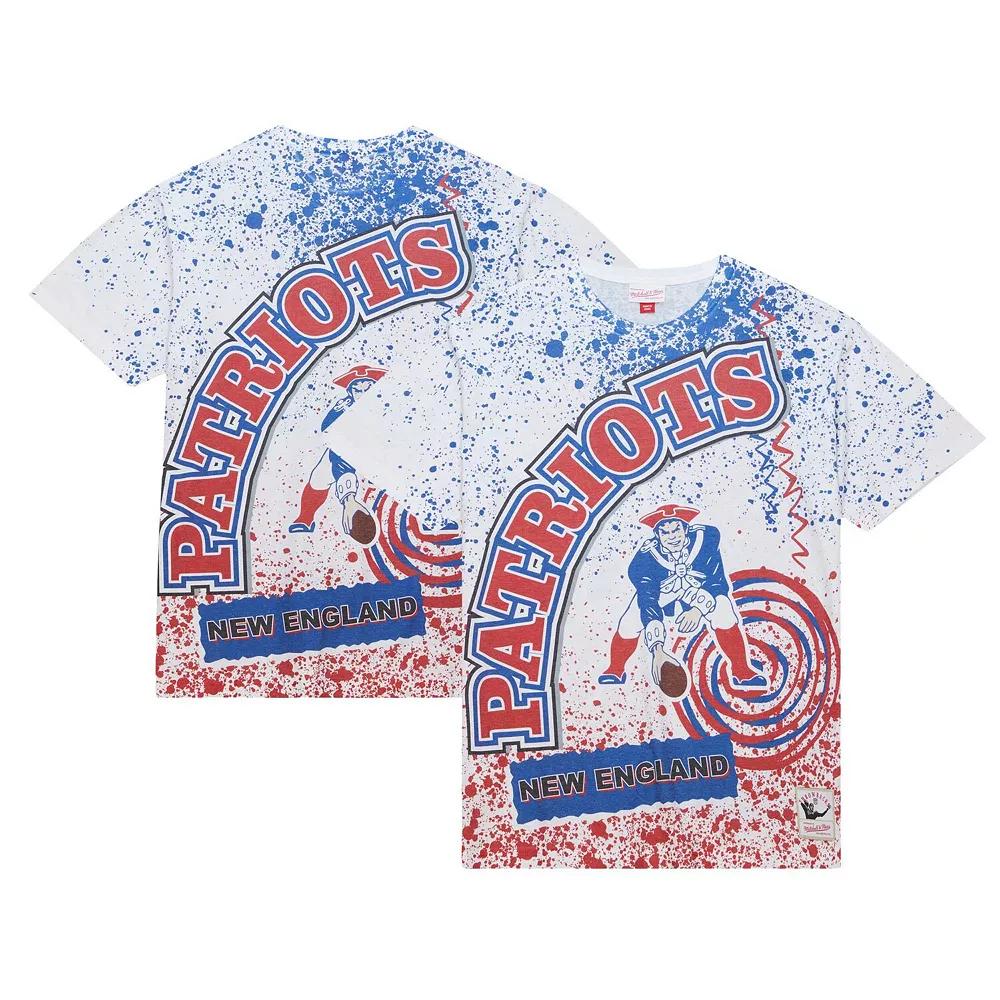 Men's Mitchell & Ness White New England Patriots Big & Tall Allover Print T-Shirt,  Product Image