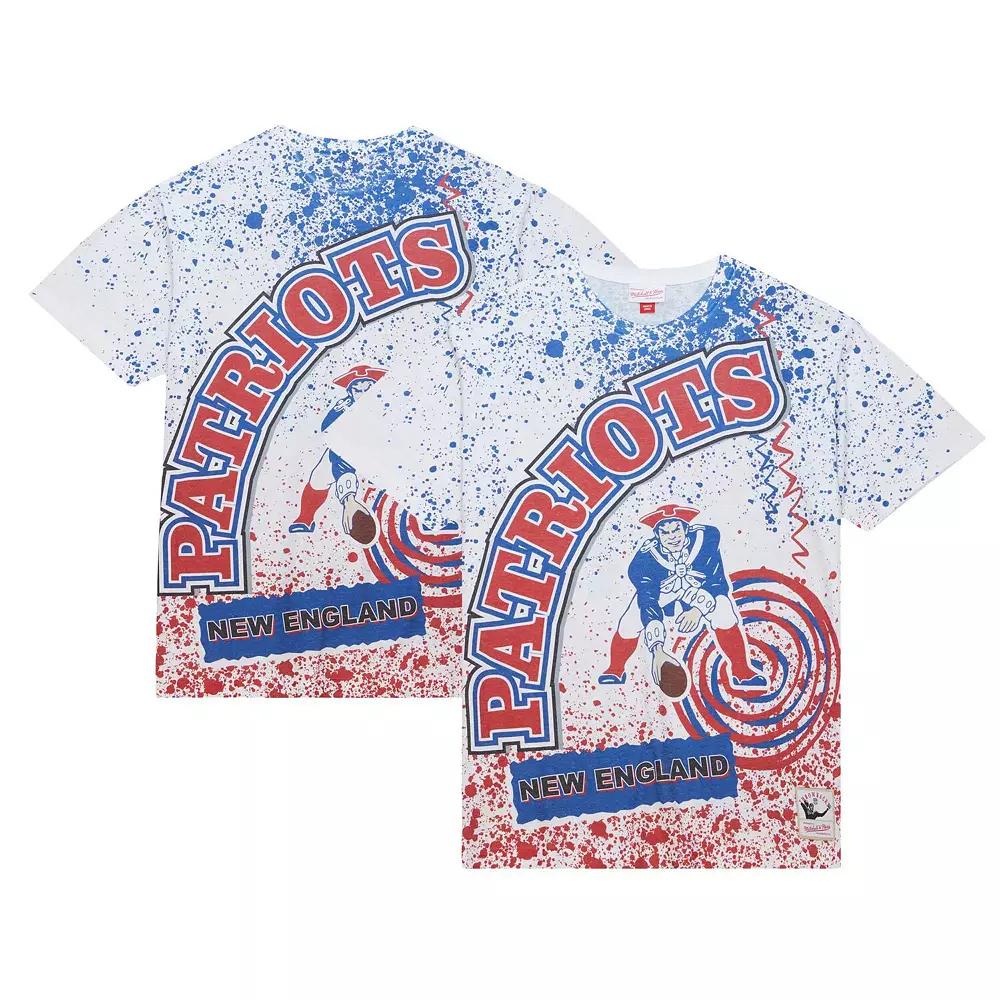 Men's Mitchell & Ness White New England Patriots Big & Tall Allover Print T-Shirt,  Product Image