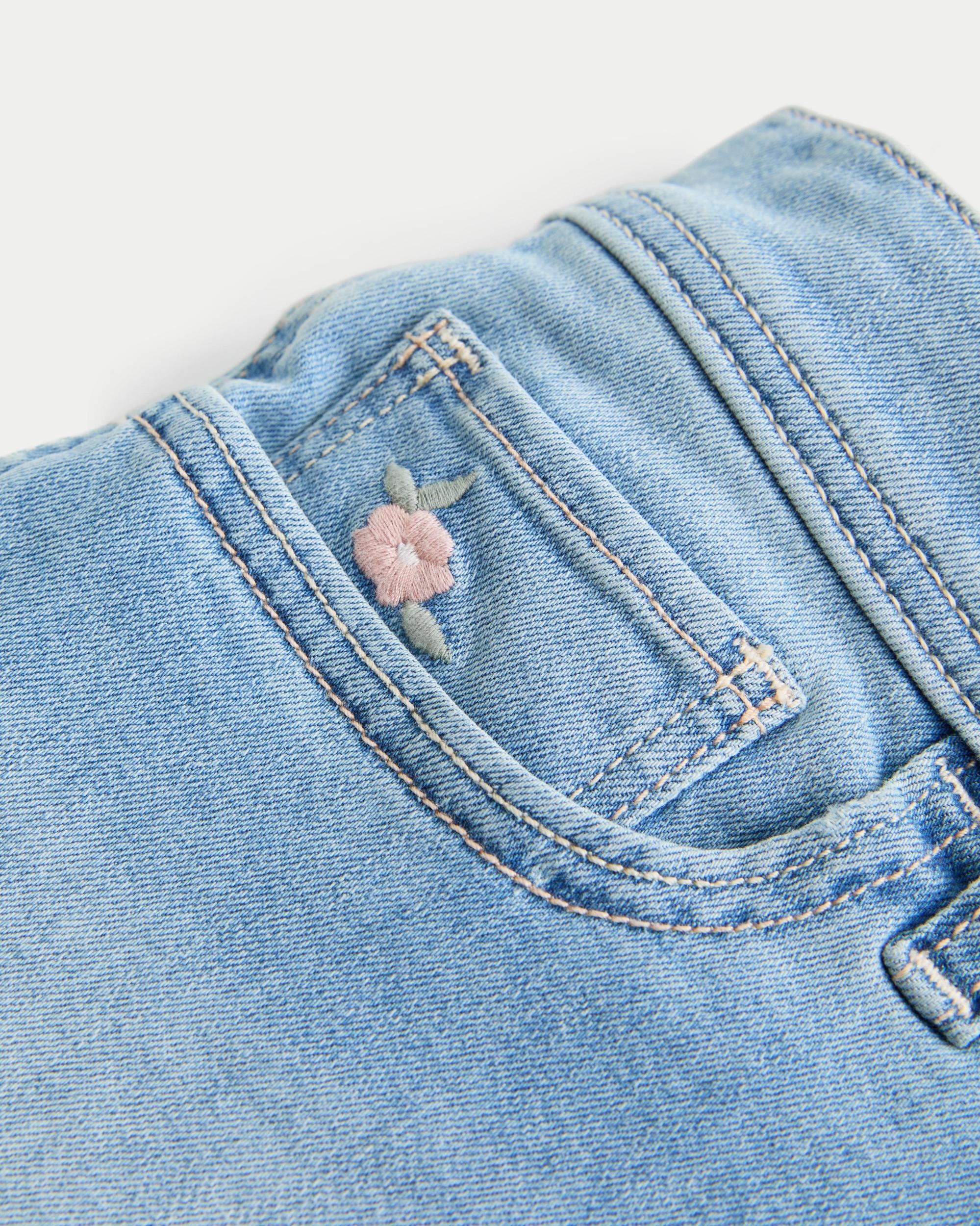 Low-Rise Light Wash Denim Shortie Shorts Product Image