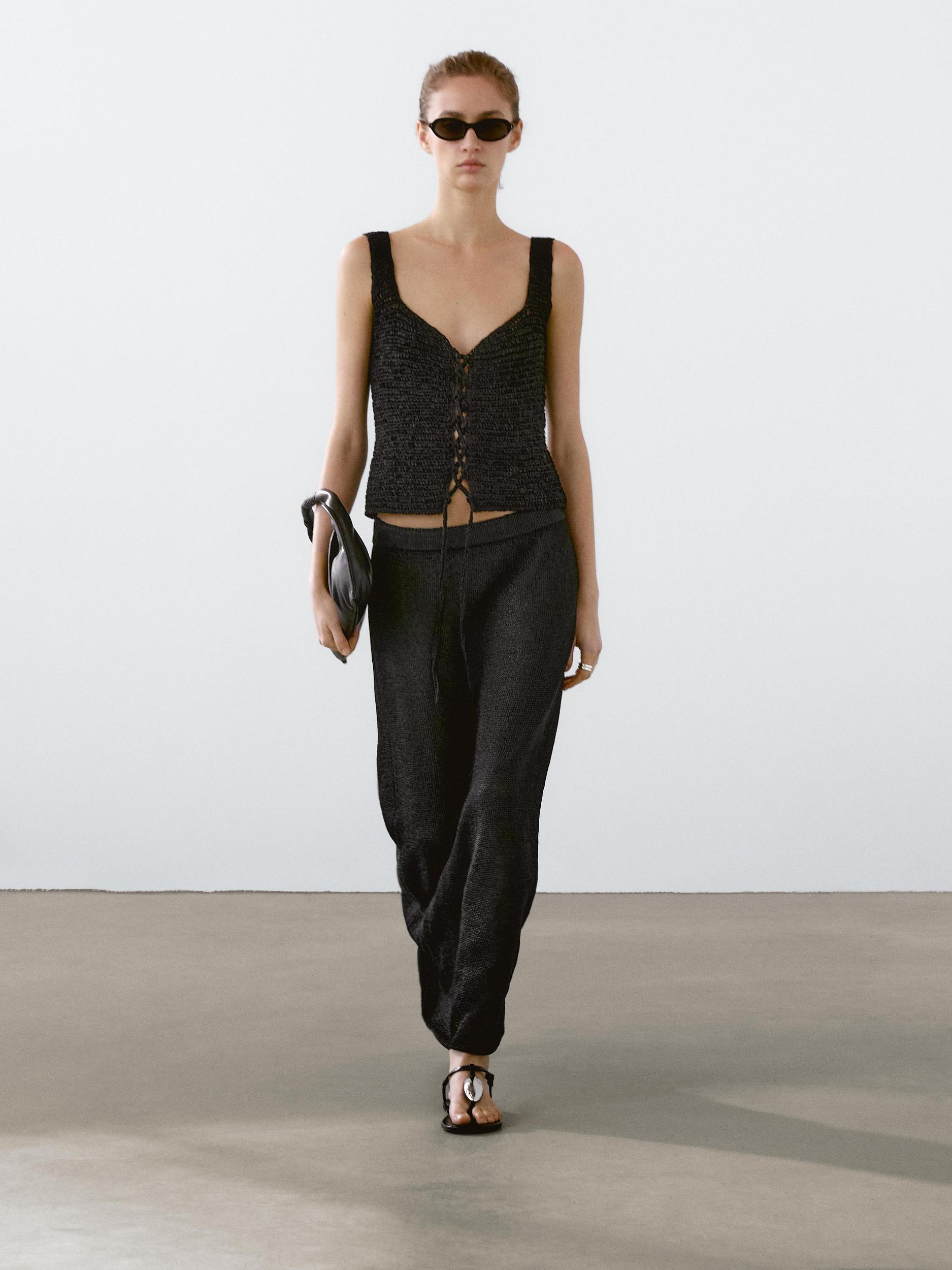 Crochet knit corset top Product Image