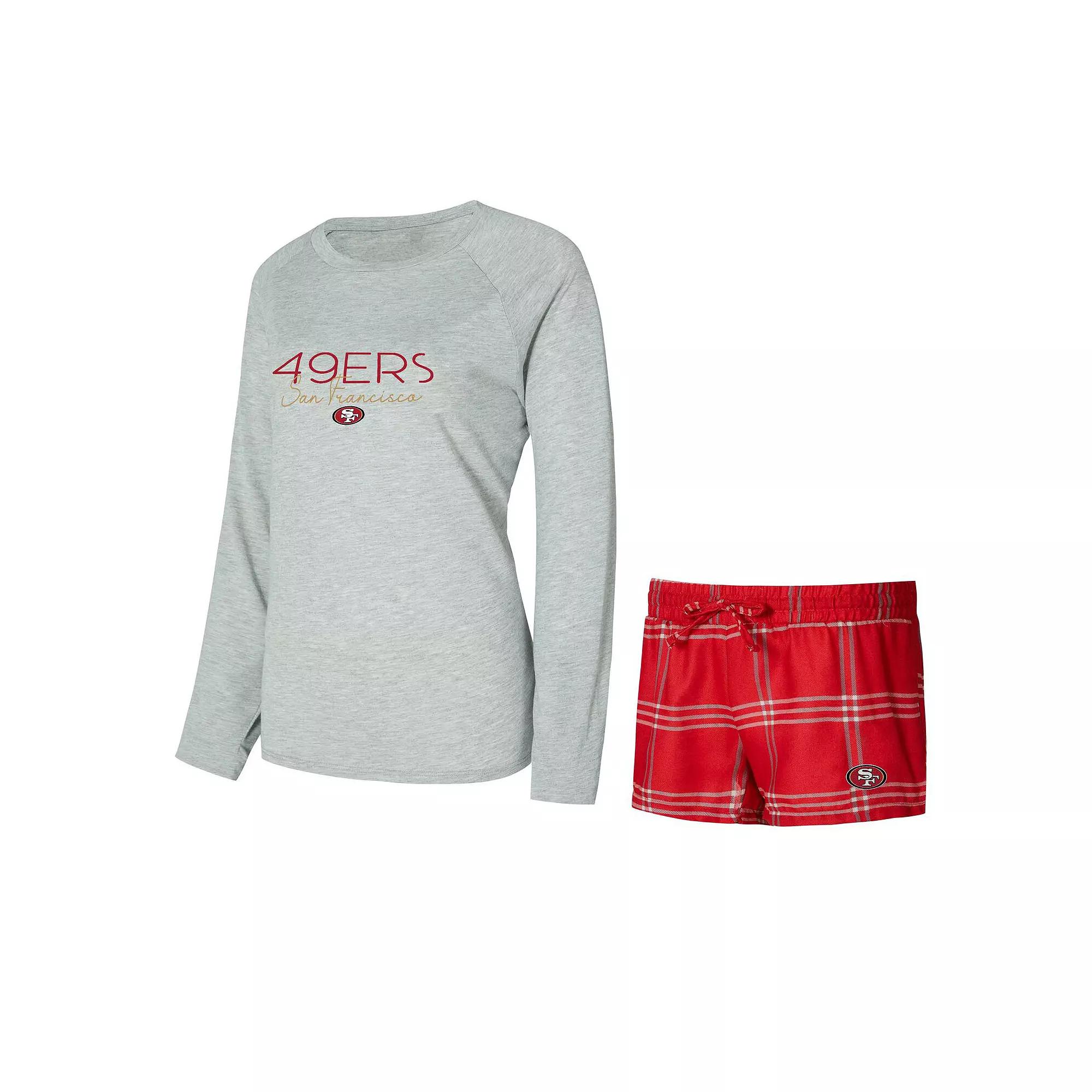 Women's Concepts Sport Red/Gray Atlanta Falcons Petition Raglan Long Sleeve T-Shirt and Shorts Set,  Product Image