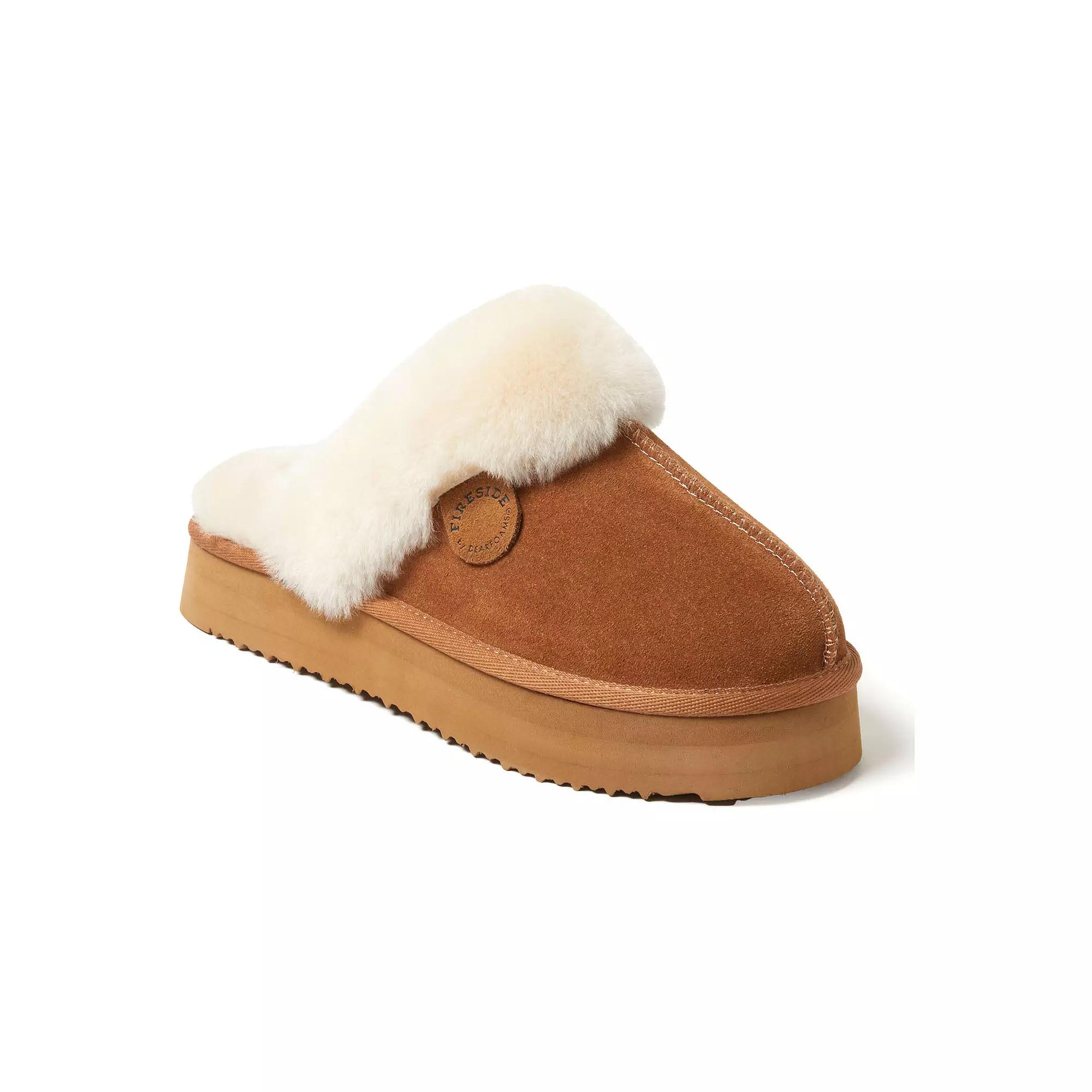 Fireside by Dearfoams Melton Shearling Womens Platform Scuff Slippers Purple Product Image