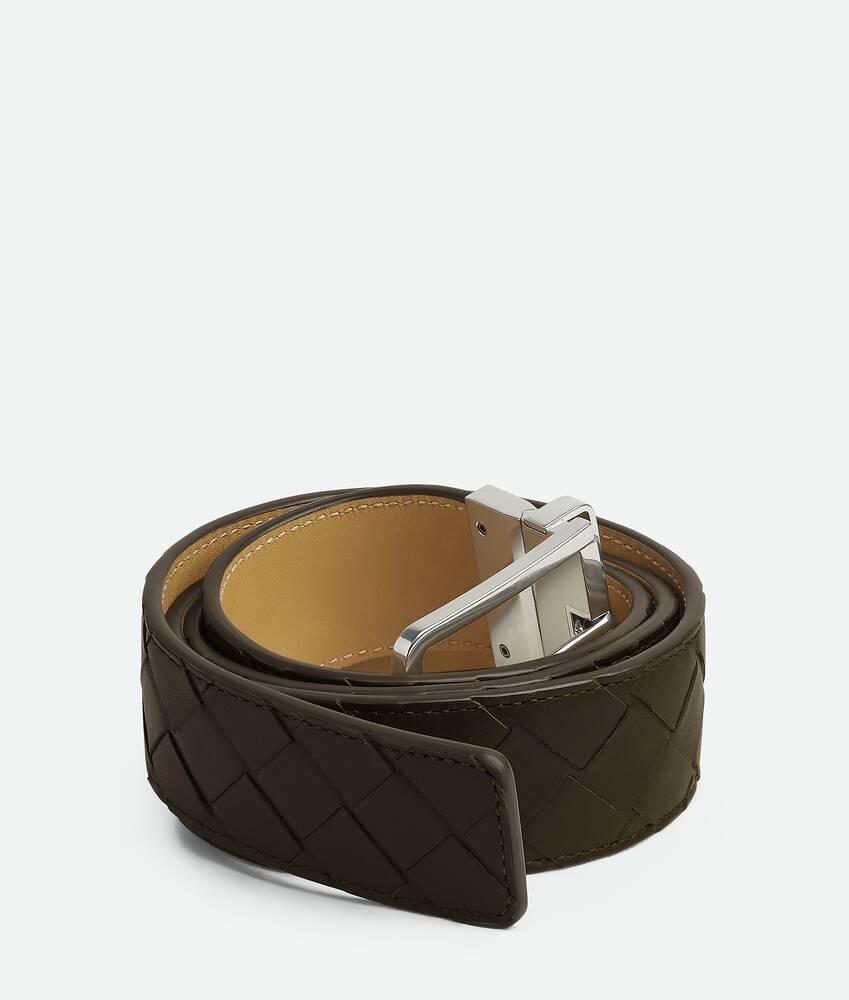 Men's Intrecciato Reversible Belt in Kaki/dark praline Product Image