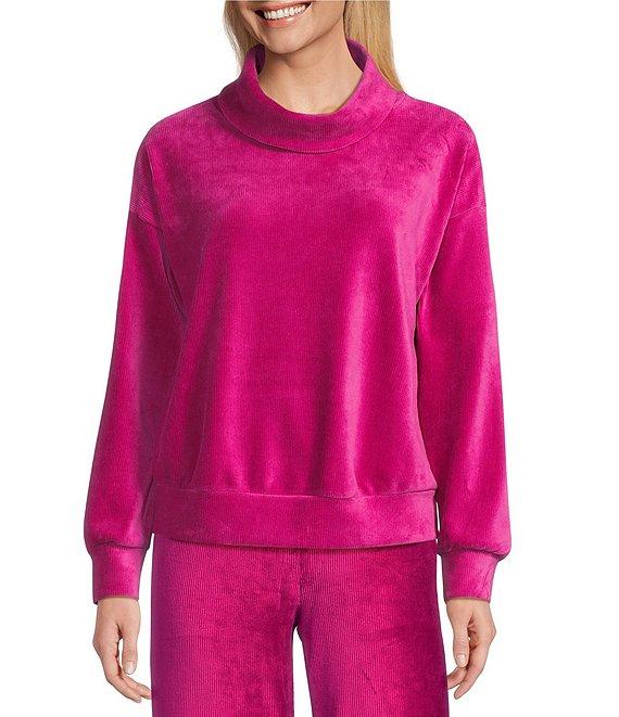 Westbound Coordinating Velour Rib Long Sleeve Funnel Neck Top Product Image