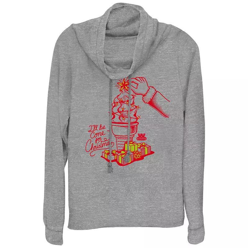 Disney's Tinker Bell Fall Icons Women's Cowlneck Graphic Lightweight Long Sleeve, Size: Small, Gray Grey Product Image