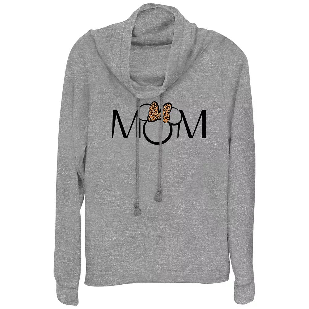 Disney's Minnie Mouse Mom Leopard Print Bow Women's Cowlneck Graphic Lightweight Long Sleeve,  Product Image